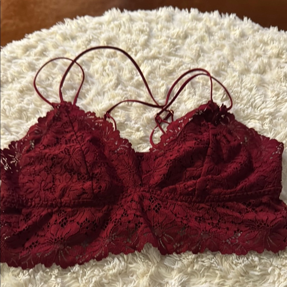 PINK Victoria's Secret Red Lace Triangle Bra